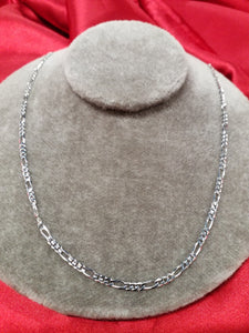 24" 10Kt White Gold Figaro Style Chain
