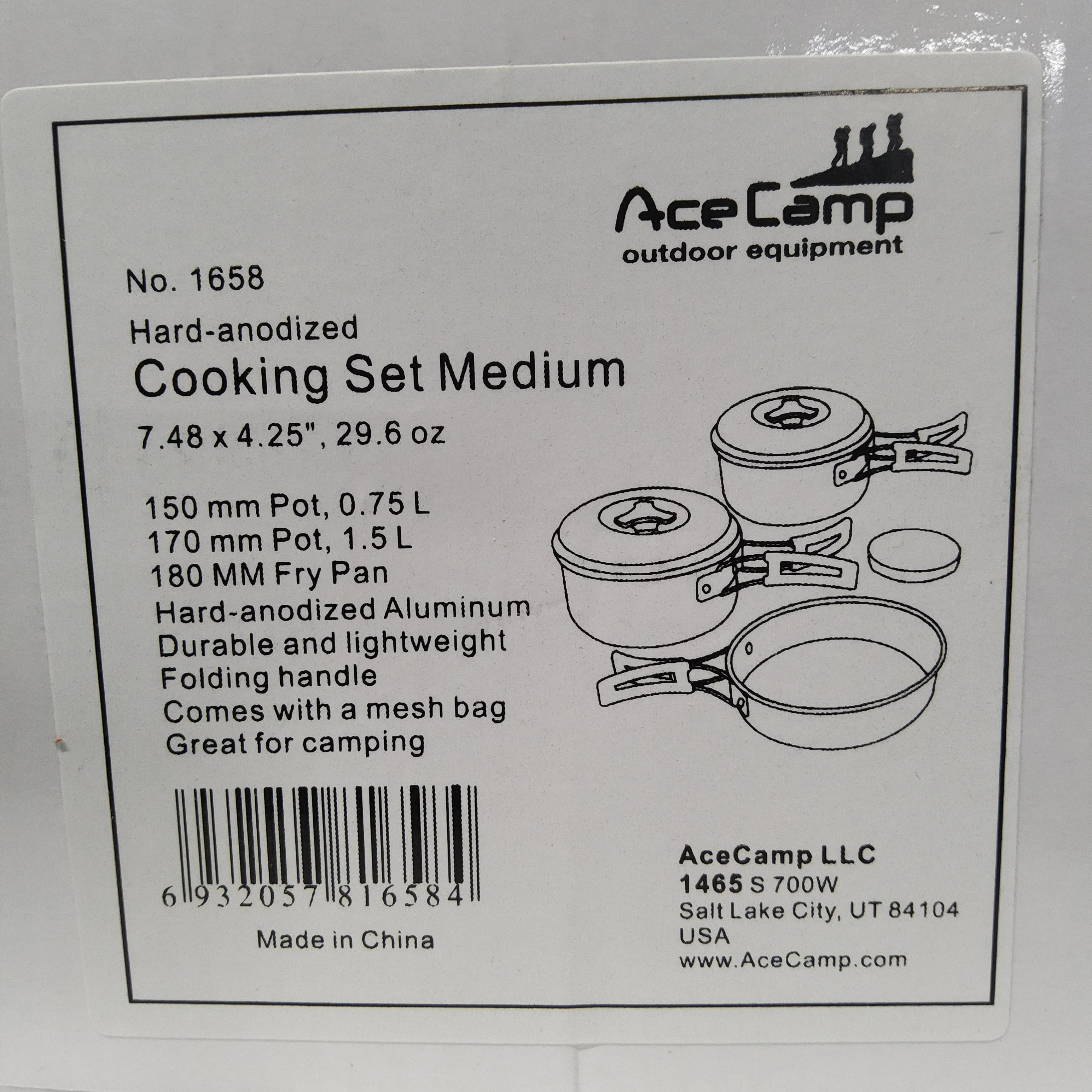 Ace Camp Cooking Set - Hard-anodized Aluminum - Medium #1658