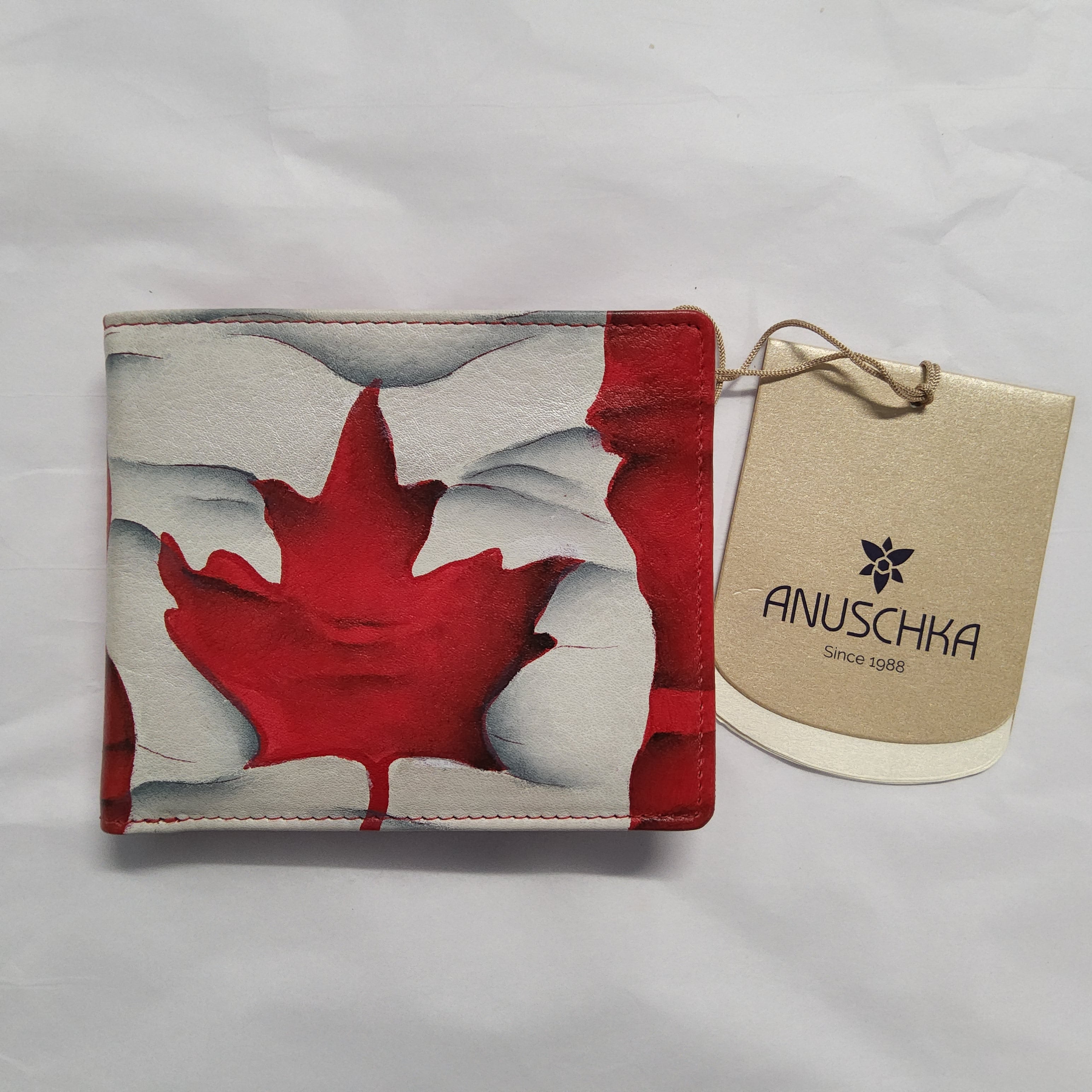 Anuschka Leather Wallet - "Maple Leaf" Hand painted - RFID Protection - 3001-MPL