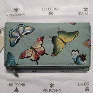 Anuschka Leather Wallet - "Butterfly Heaven" Hand painted 1136-BTH