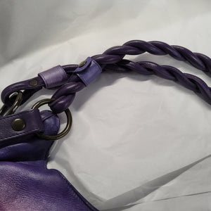 Anuschka Leather Triple Compartment Handbag with Braided Handle - "Lush Lilac" Hand painted - 533-LLC