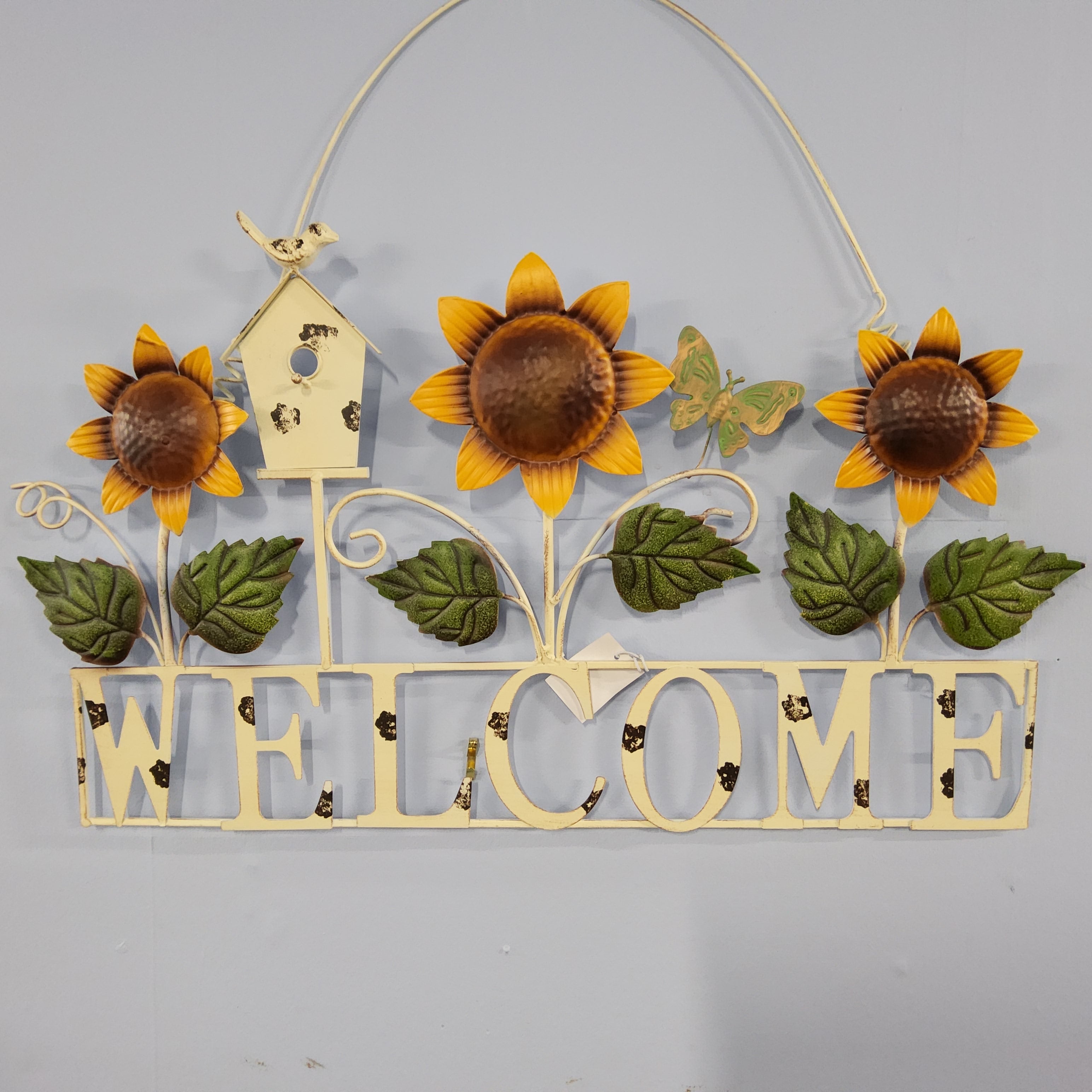 Metal Welcome Sign - Sunflowers + Bird/Bird House + Butterfly  ACT99036