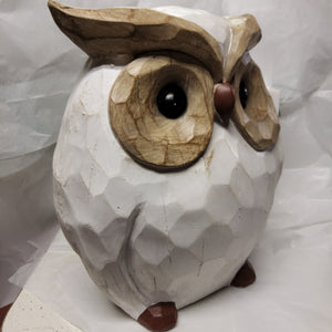 Large Owl Figurine - Carved Wood-look XIM03403