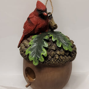 Birdhouse - Decorative Acorn Style with Cardinal QM42401