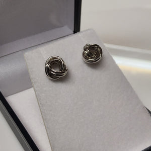 Gold Stud Earrings - Love Knots 8mm