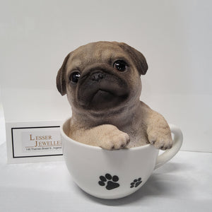 Dog Figurine - Pug Puppy in Teacup 87706-B