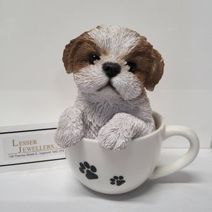 Dog Figurine - Shih Tzu Puppy in Teacup 87706-C