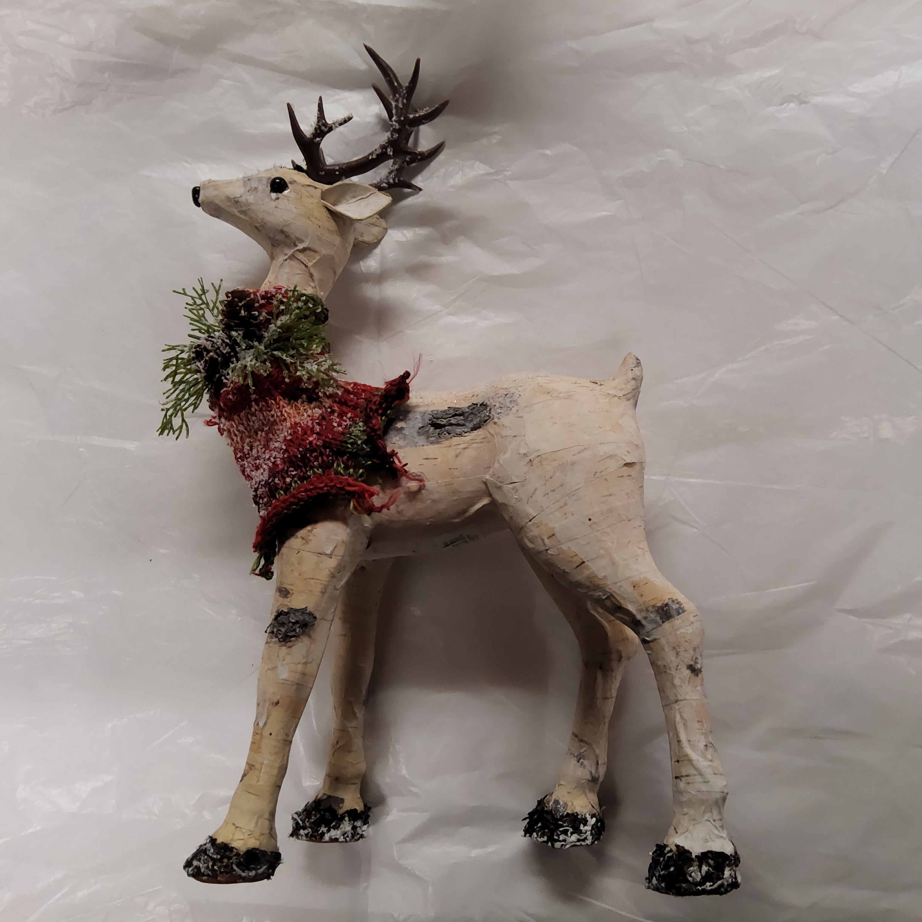 Decorative Birch Bark Reindeer with Scarf  DDU20580
