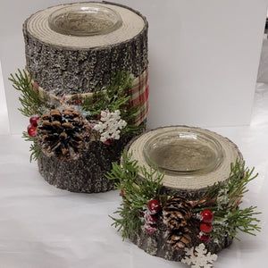 Decorative Log Candle Holder - Two Sizes