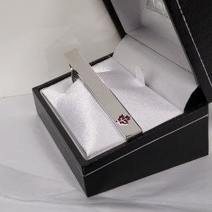 Tie Bar - Stainless Steel with Red Maple Leaf Detail ST41