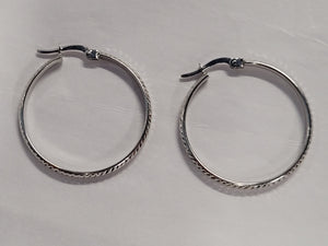 White Gold Hoop Earrings 26mm