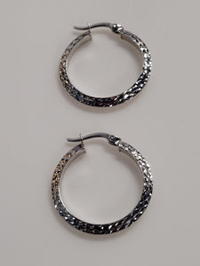 White Gold Hoop Earrings 24mm