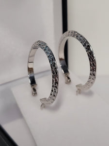 White Gold Hoop Earrings 24mm