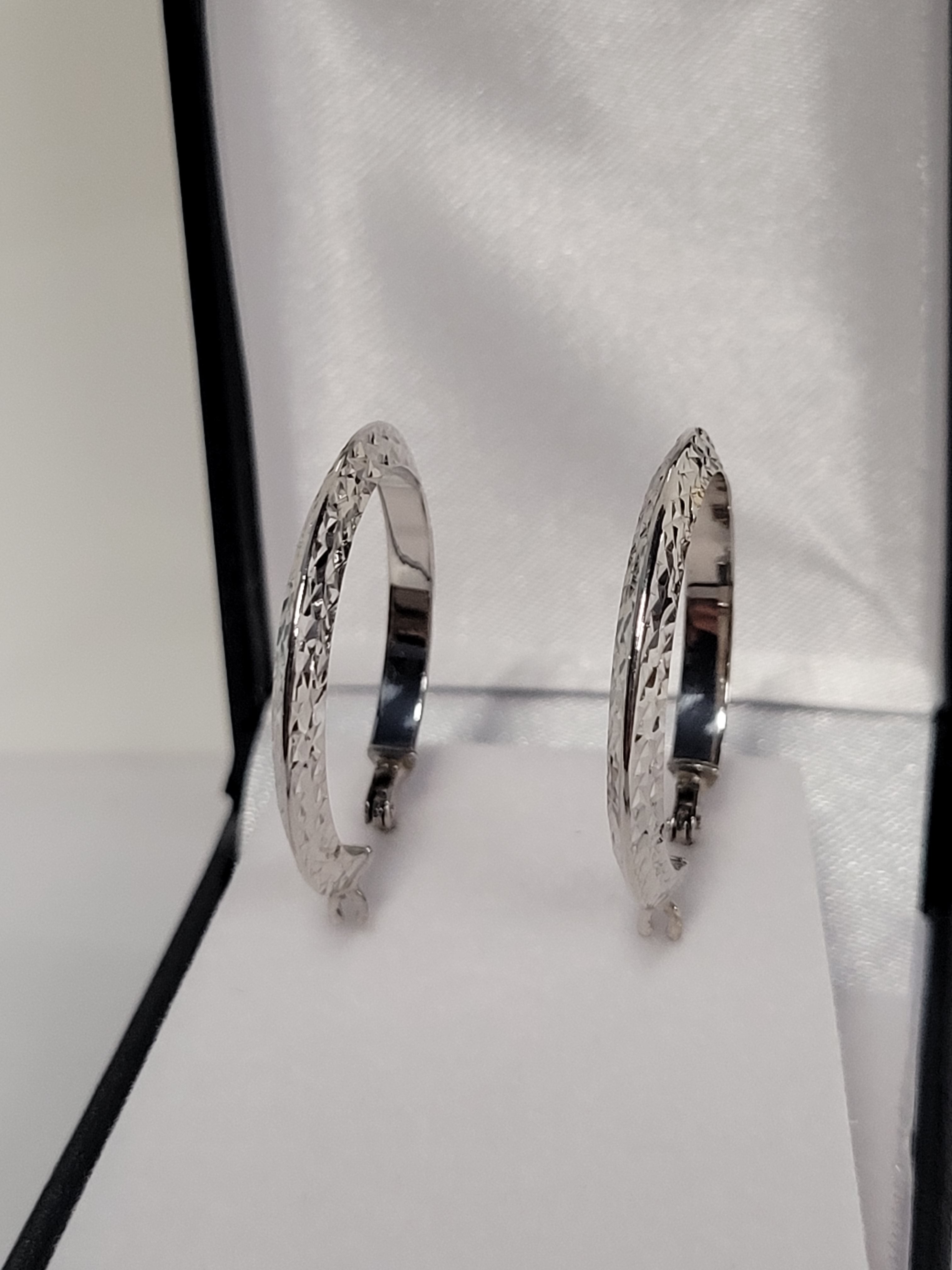 White Gold Hoop Earrings 24mm