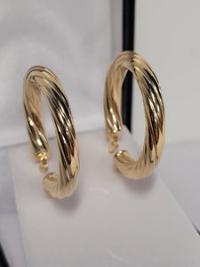 Yellow Gold Hoop Earrings 27mm