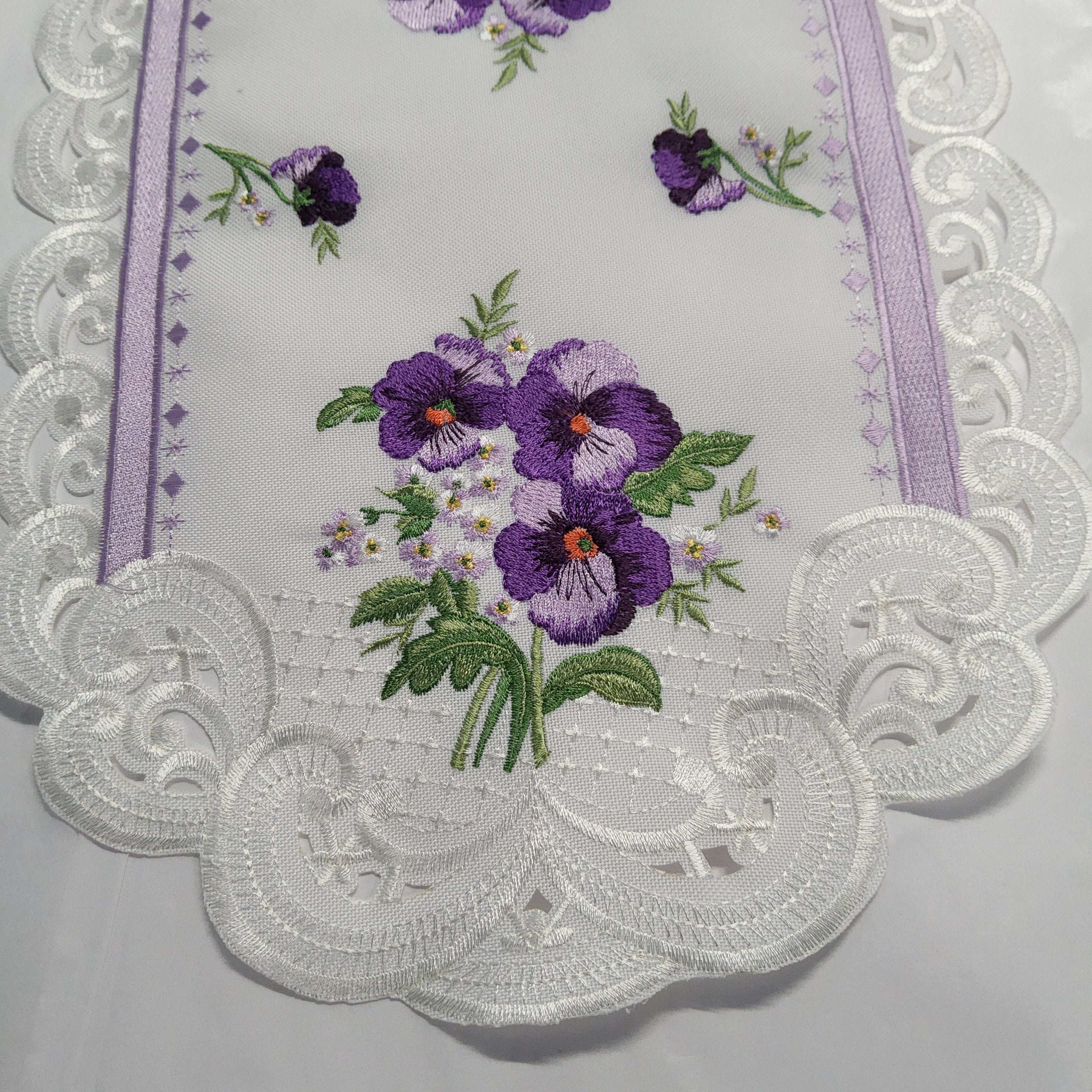 Table Runner - Purple Pansies - Assorted Sizes - A010