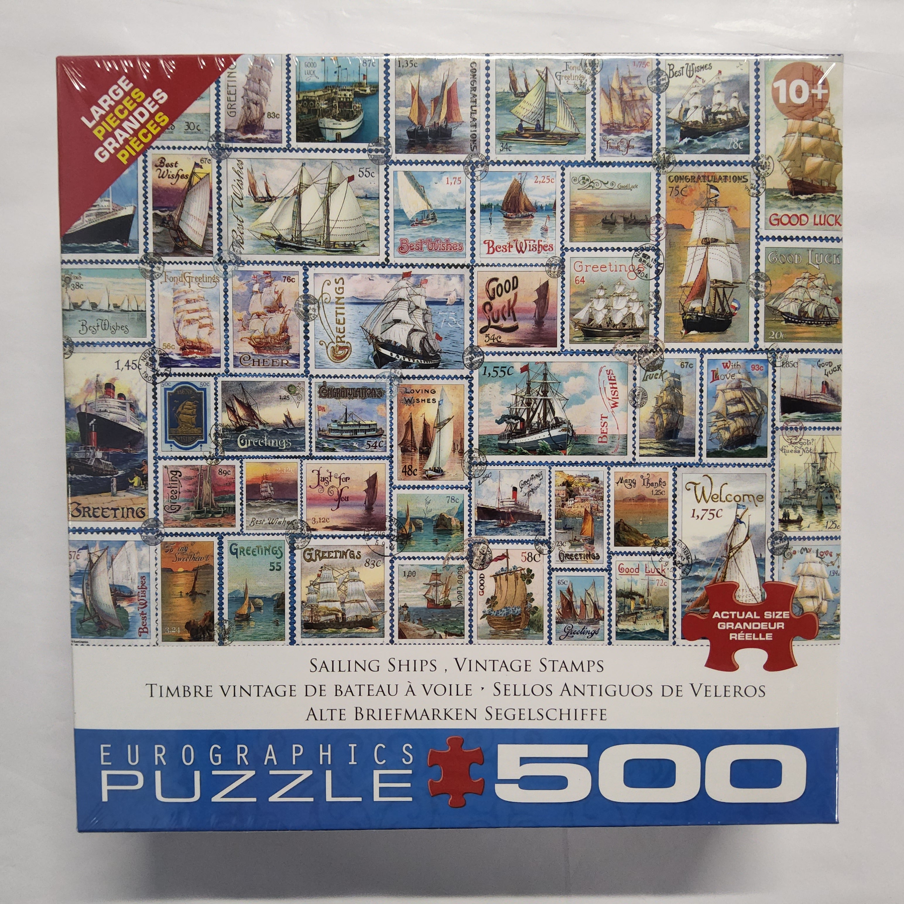 Eurographics Puzzle - Sailing Ships, Vintage Stamps - 500 Large pieces - 8500-5367