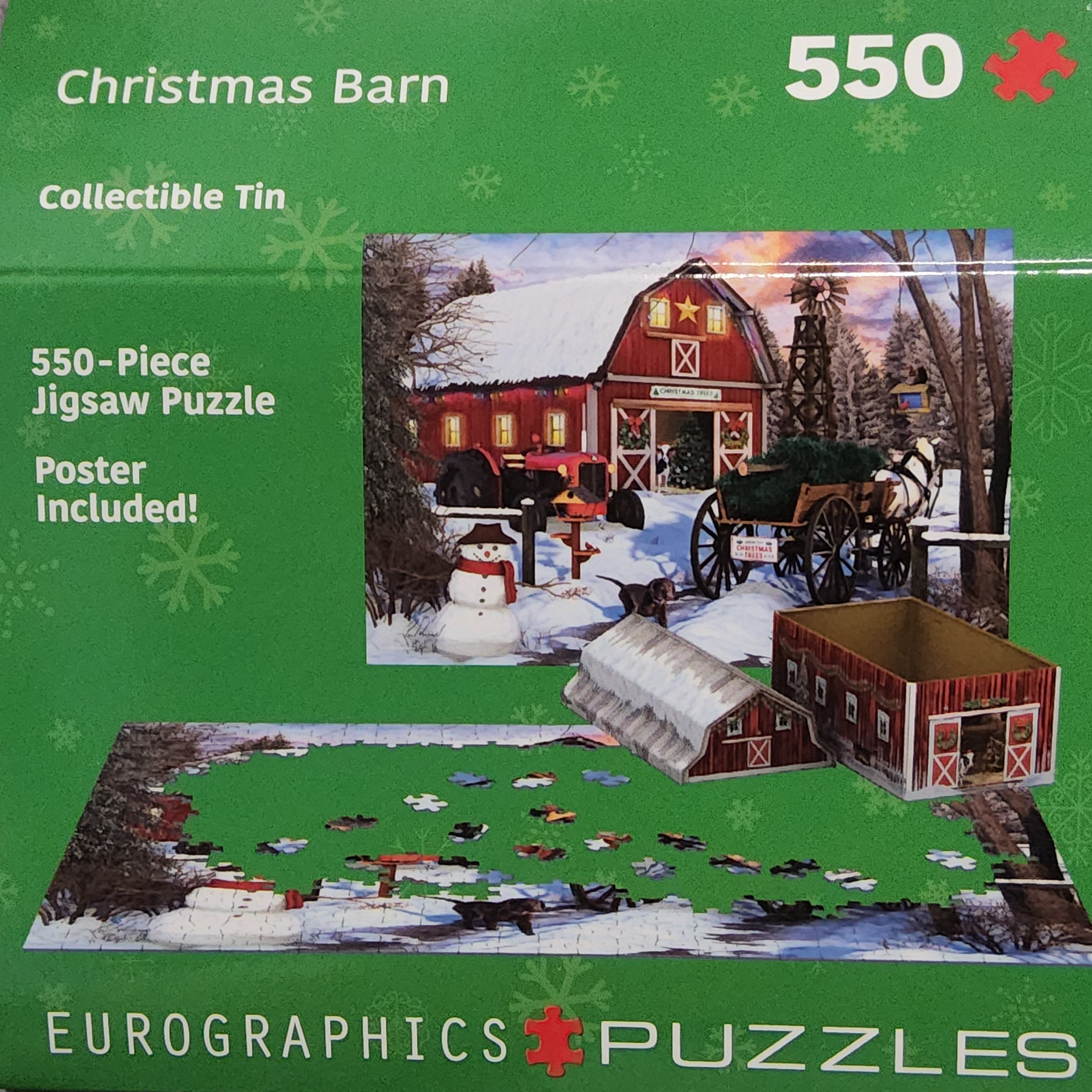 Eurographics Puzzle - Collectible Tin - Christmas Barn - 550 pieces - 8551-5665
