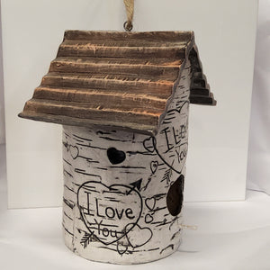 Birdhouse - Decorative - Birch Tree - Love 10168