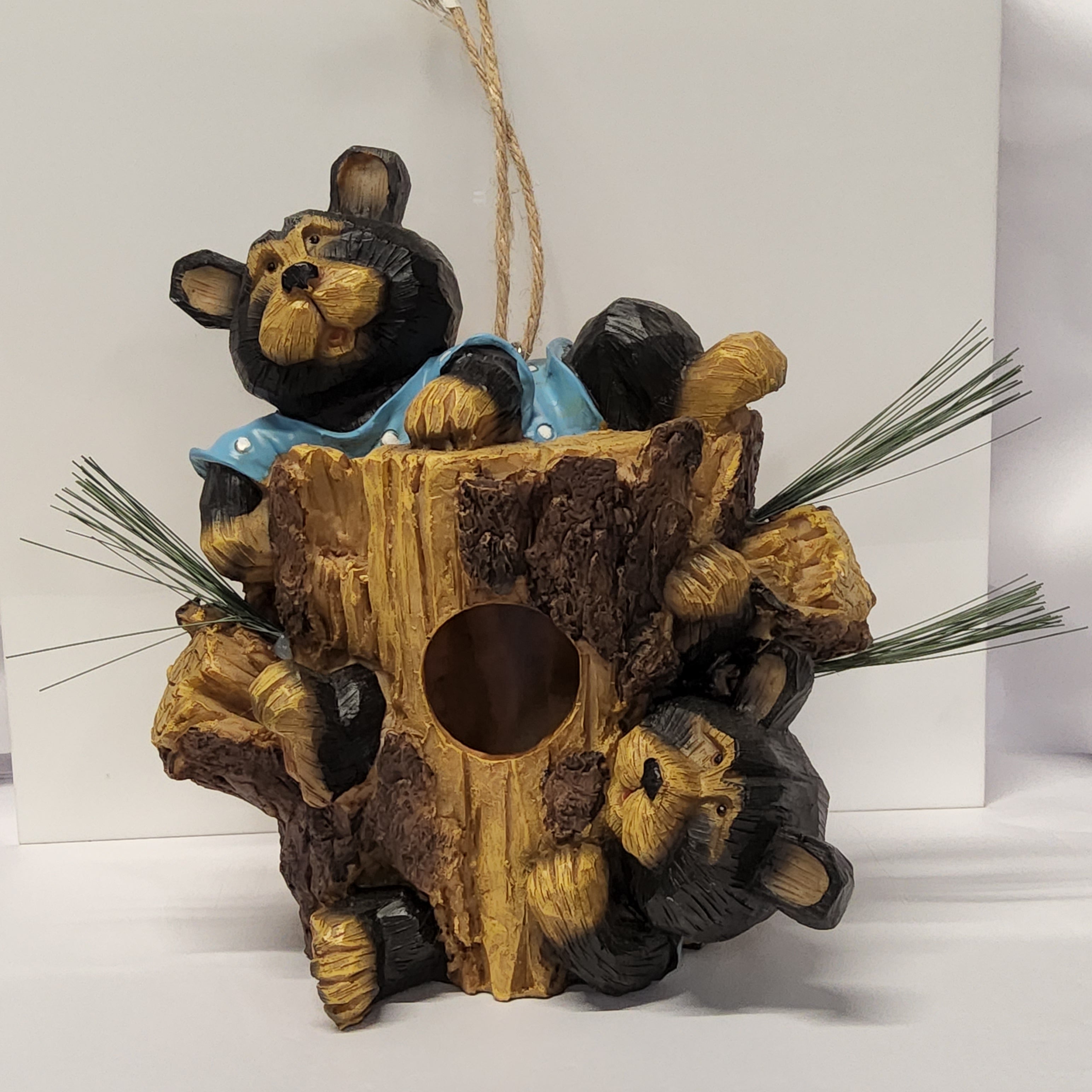 Birdhouse - Decorative - Tree Trunk + Bears 10390