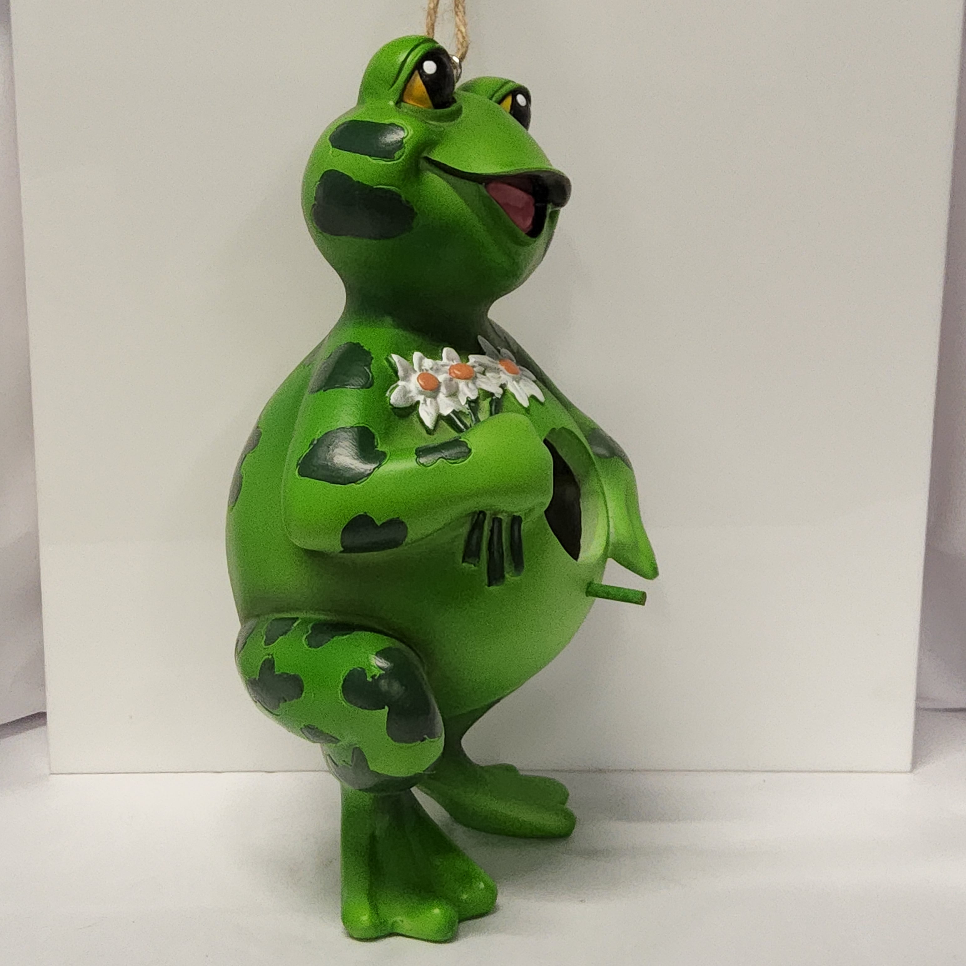 Birdhouse - Decorative - Frog Holding Flowers + Ladybug 10172