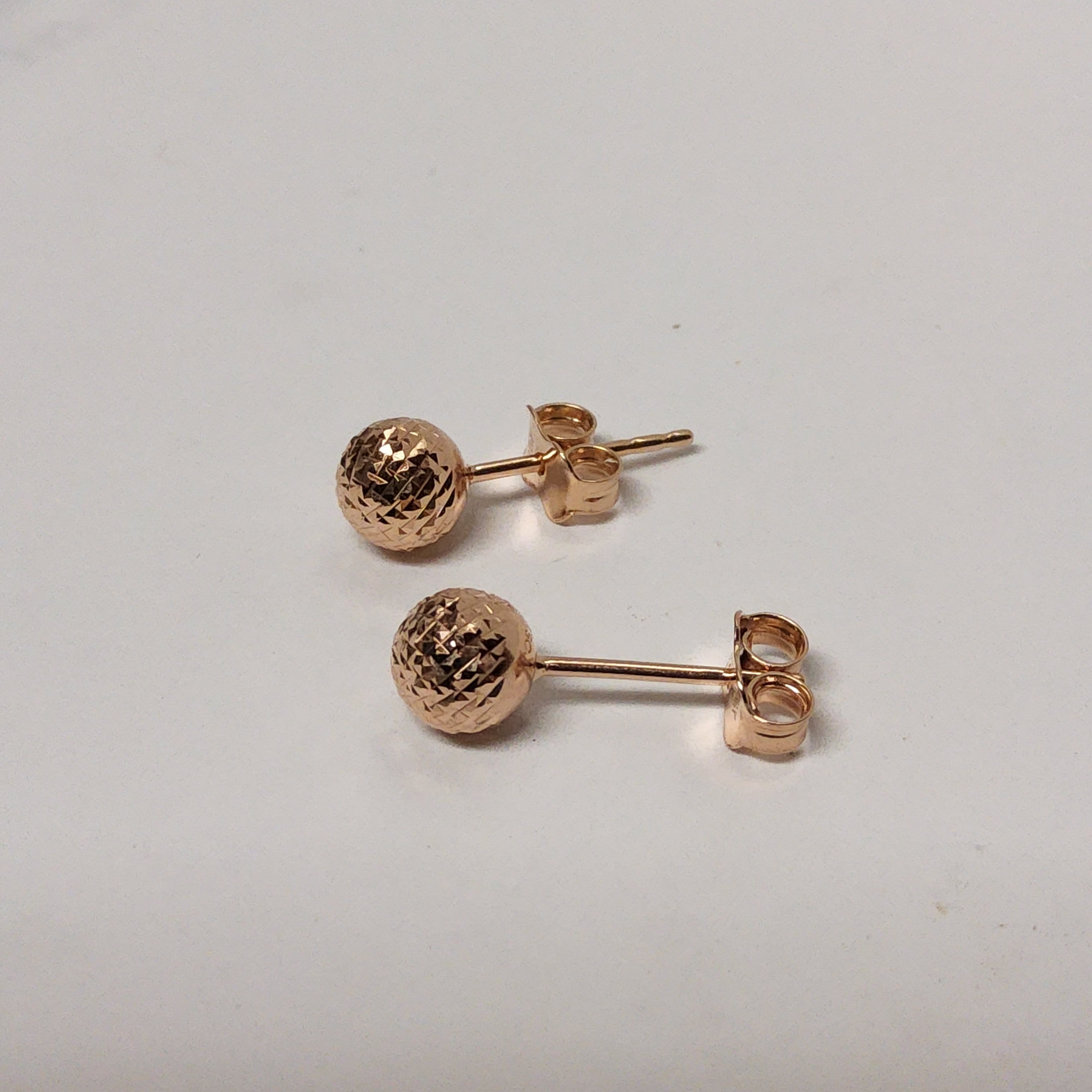 Gold Stud Earrings - Rose - Ball Style - 301