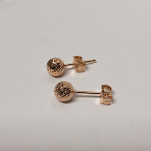 Gold Stud Earrings - Rose - Ball Style - 301