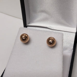 Gold Stud Earrings - Rose - Ball Style - 301