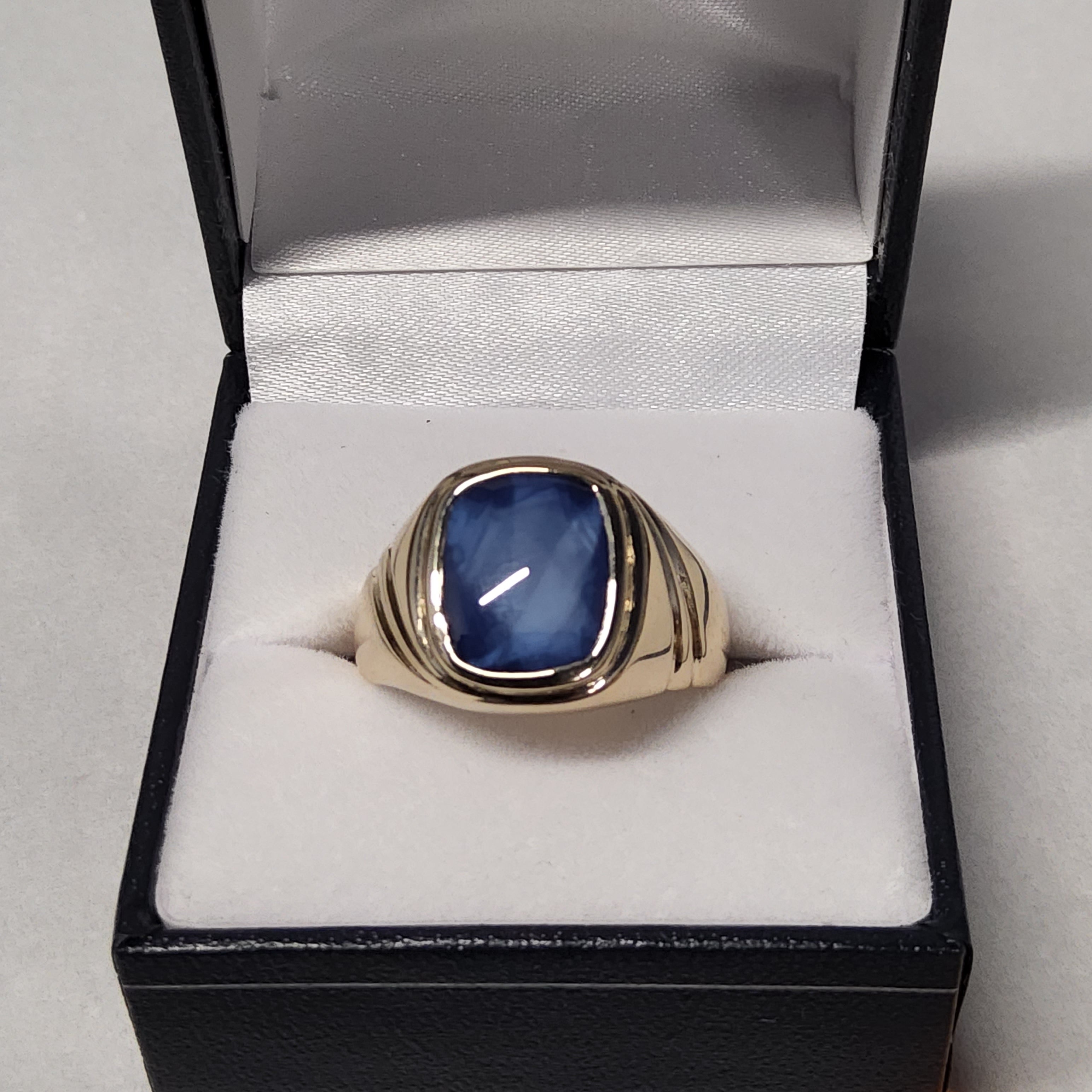 Mens Synthetic Star Sapphire Ring