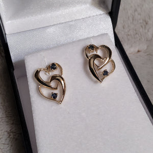 Sapphire Earrings - Double Heart - E1171