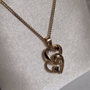 Two Round Cut Sapphire Pendant - Double Hearts - P1080