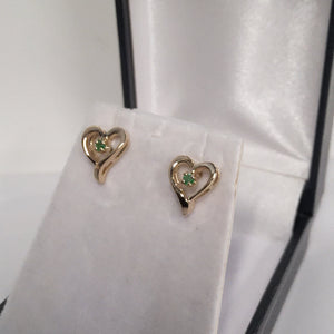 Round Cut Emerald Earrings- Heart E821