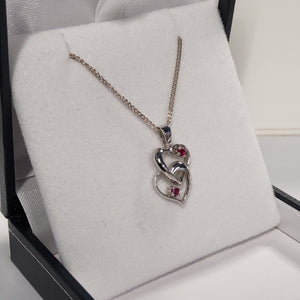 Round Cut Ruby Pendant - Double Hearts P1080