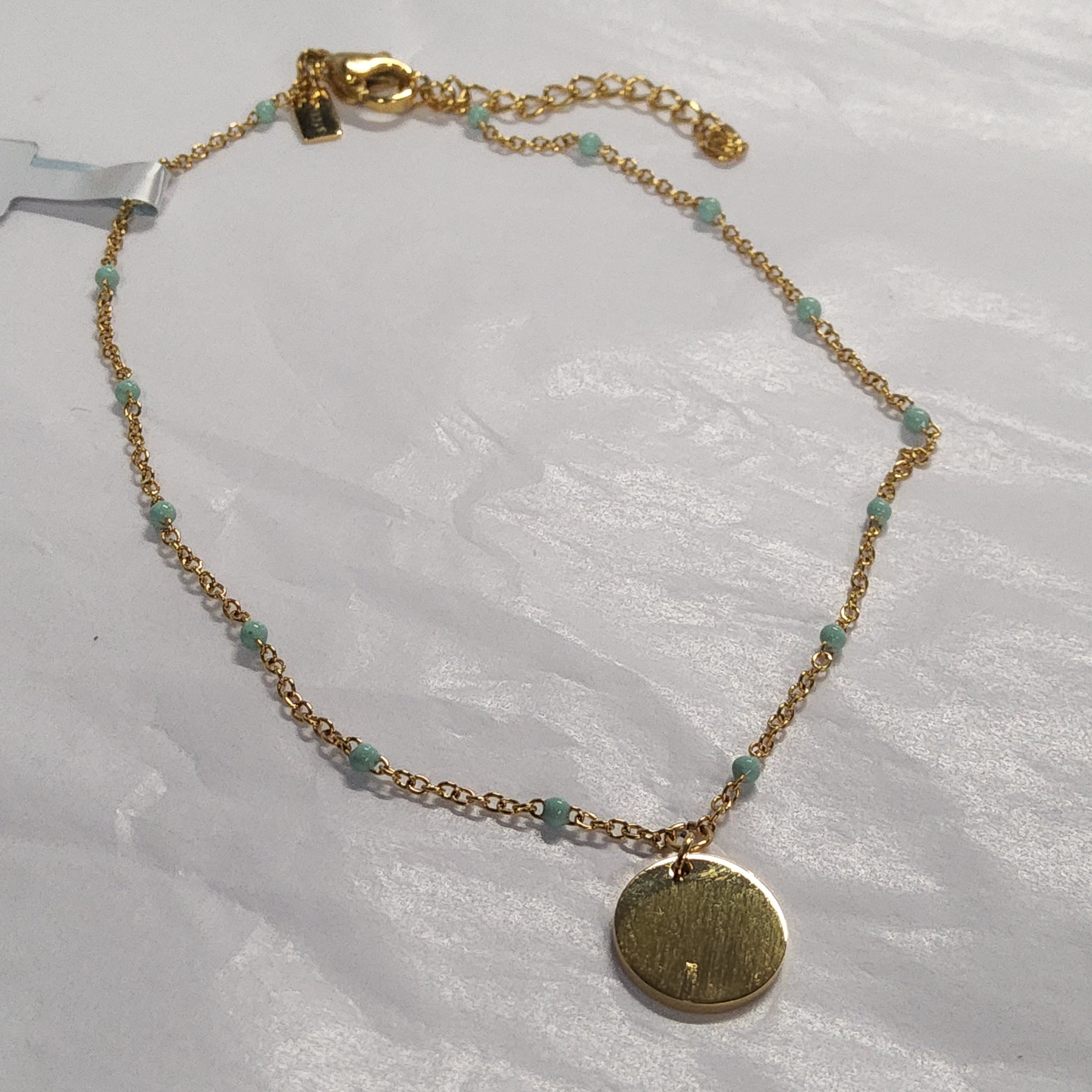 STEELX S/SAnklet - Gold-plated with Turquoise Beads