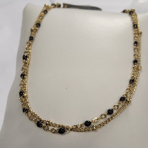 STEELX S/SAnklet - Double chain / Black Beads