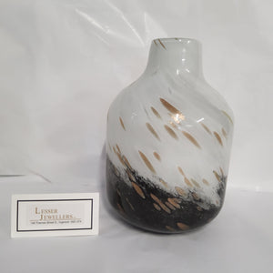 Glass Vase - Galaxy Gold Swirl - Brown and White