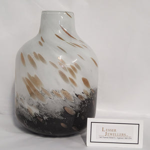 Glass Vase - Galaxy Gold Swirl - Brown and White