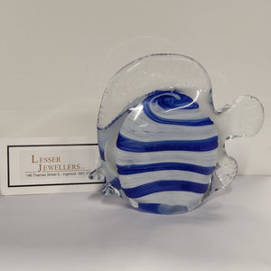 Glass Figurine - Butterfly Fish - Blue and white stripe