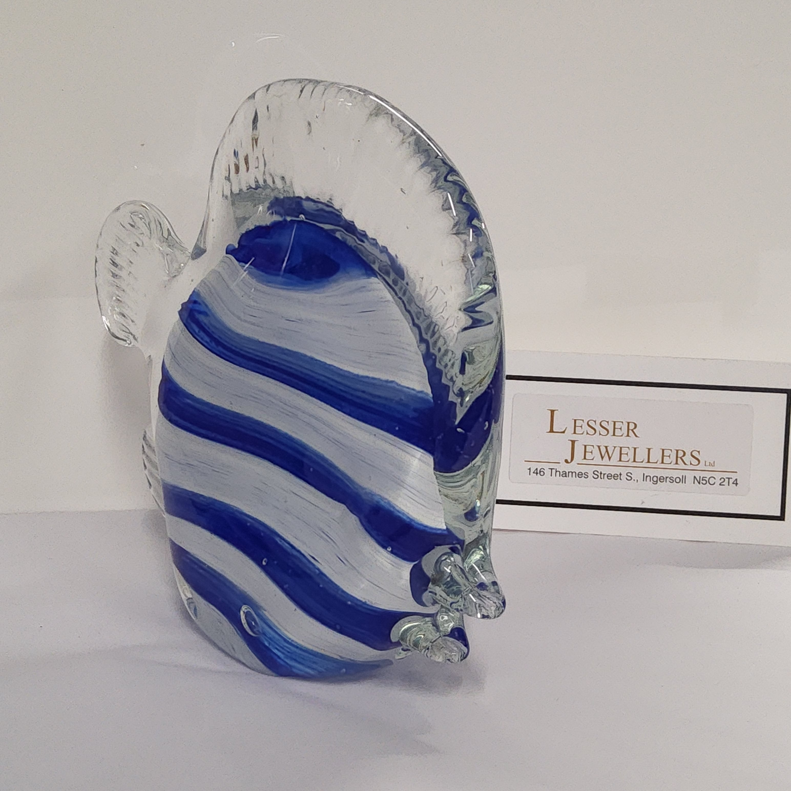 Glass Figurine - Butterfly Fish - Blue and white stripe