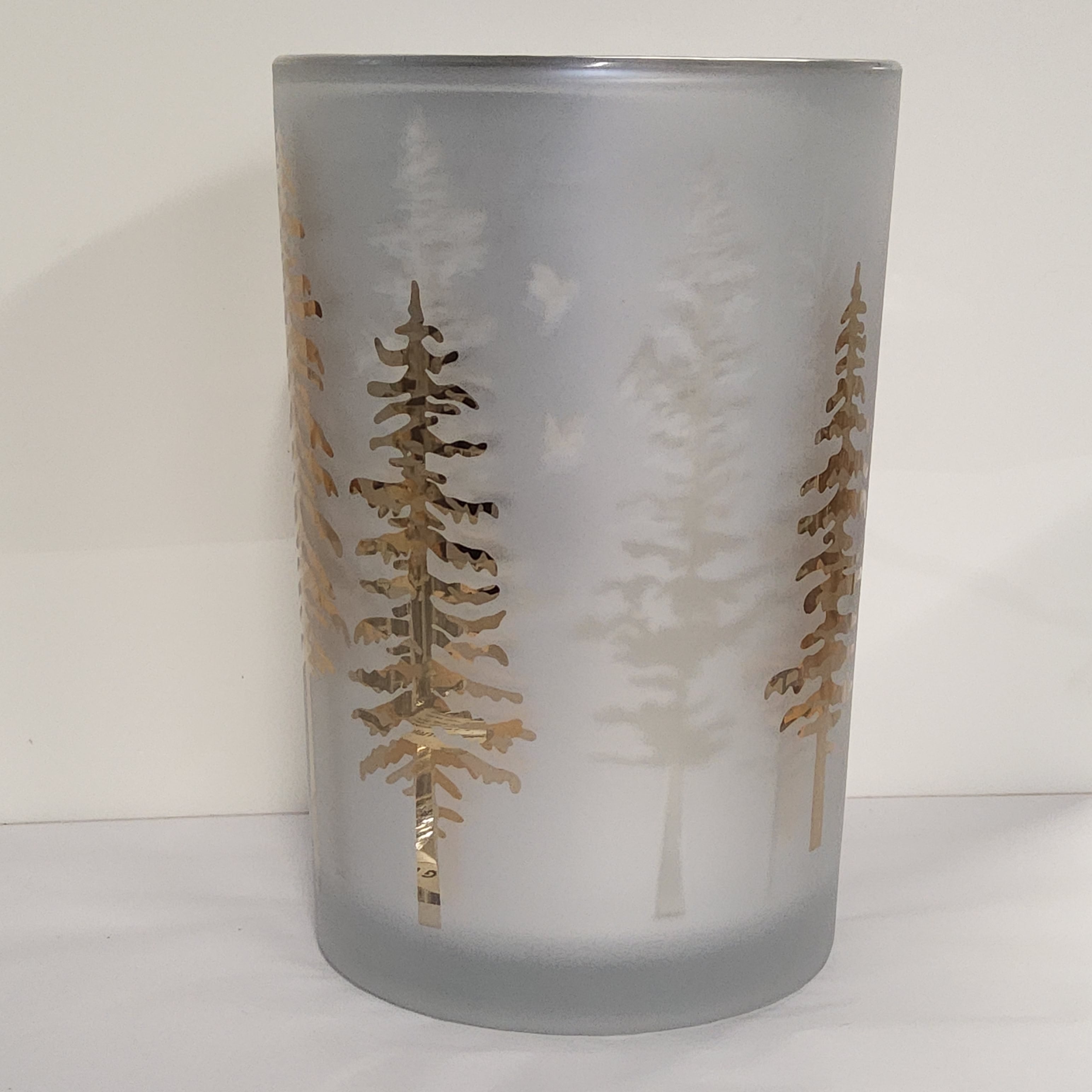 Glass Hurricane Vase - Woodland Pine - 4.5x7"