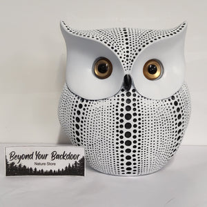 Debossed Dotted Owl Figurine - White 904062A