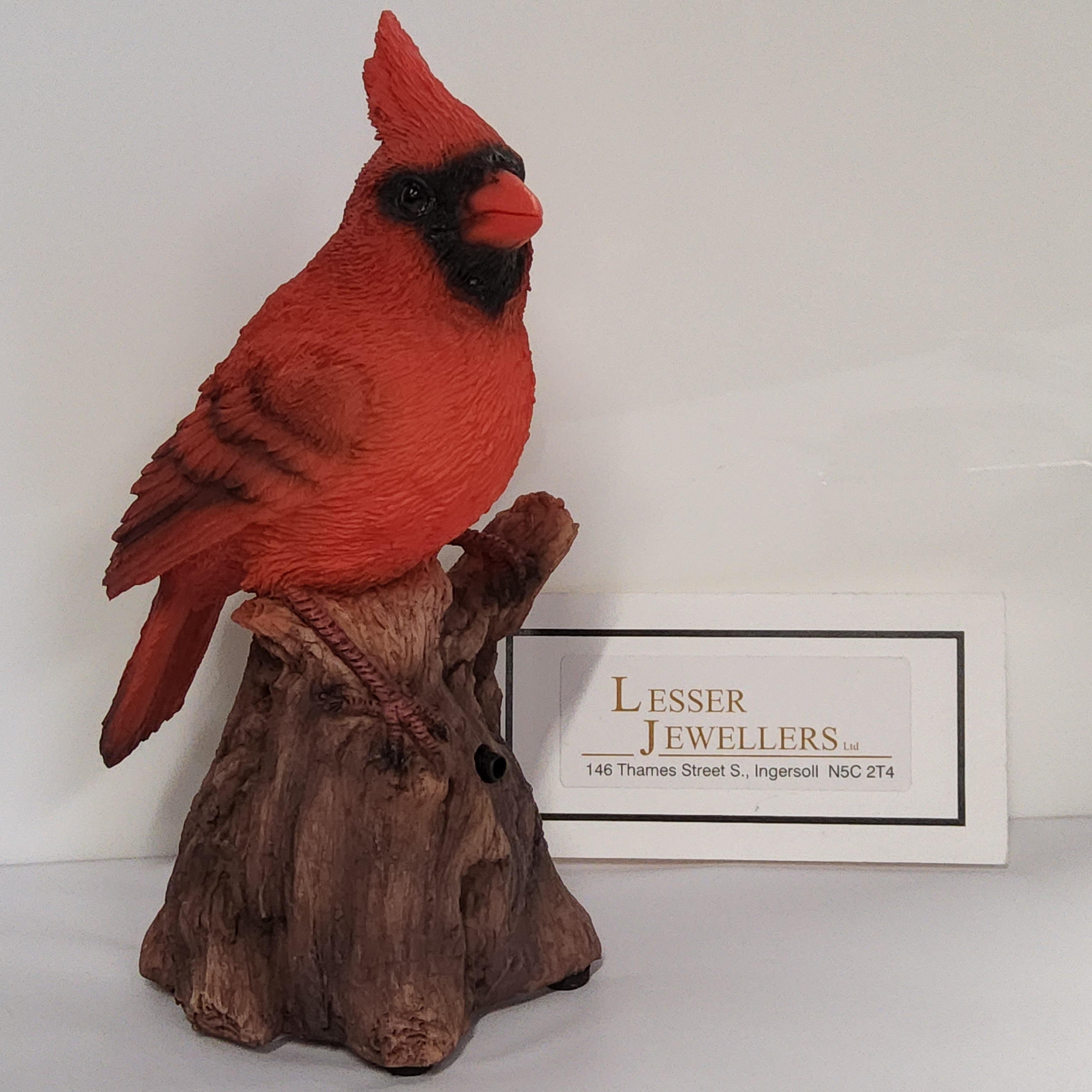 Bird Figurine - Cardinal on Stump - Motion Activated Song - 87675-D