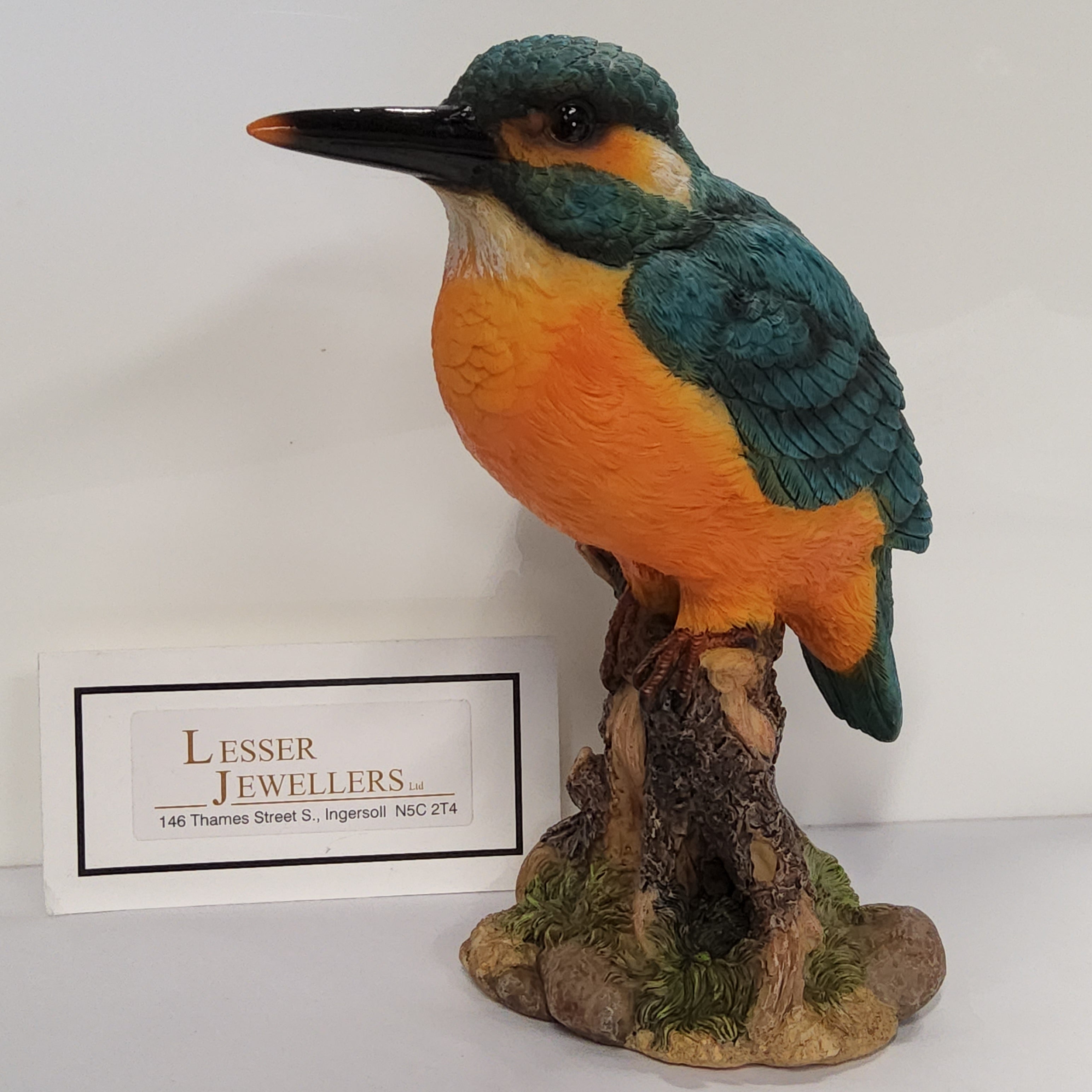 Bird Figurine - Common Kingfisher on Stump 87758-E