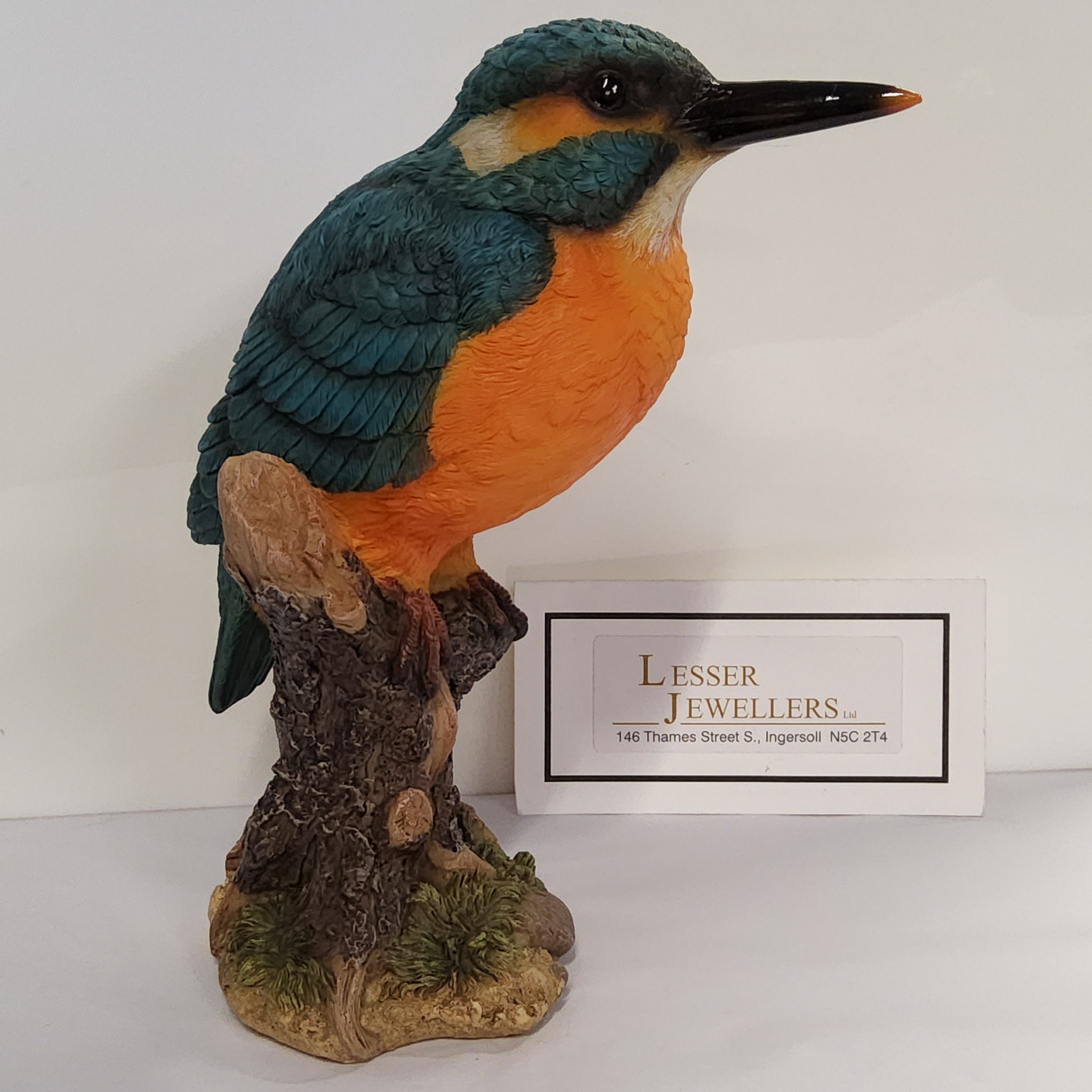 Bird Figurine - Common Kingfisher on Stump 87758-E