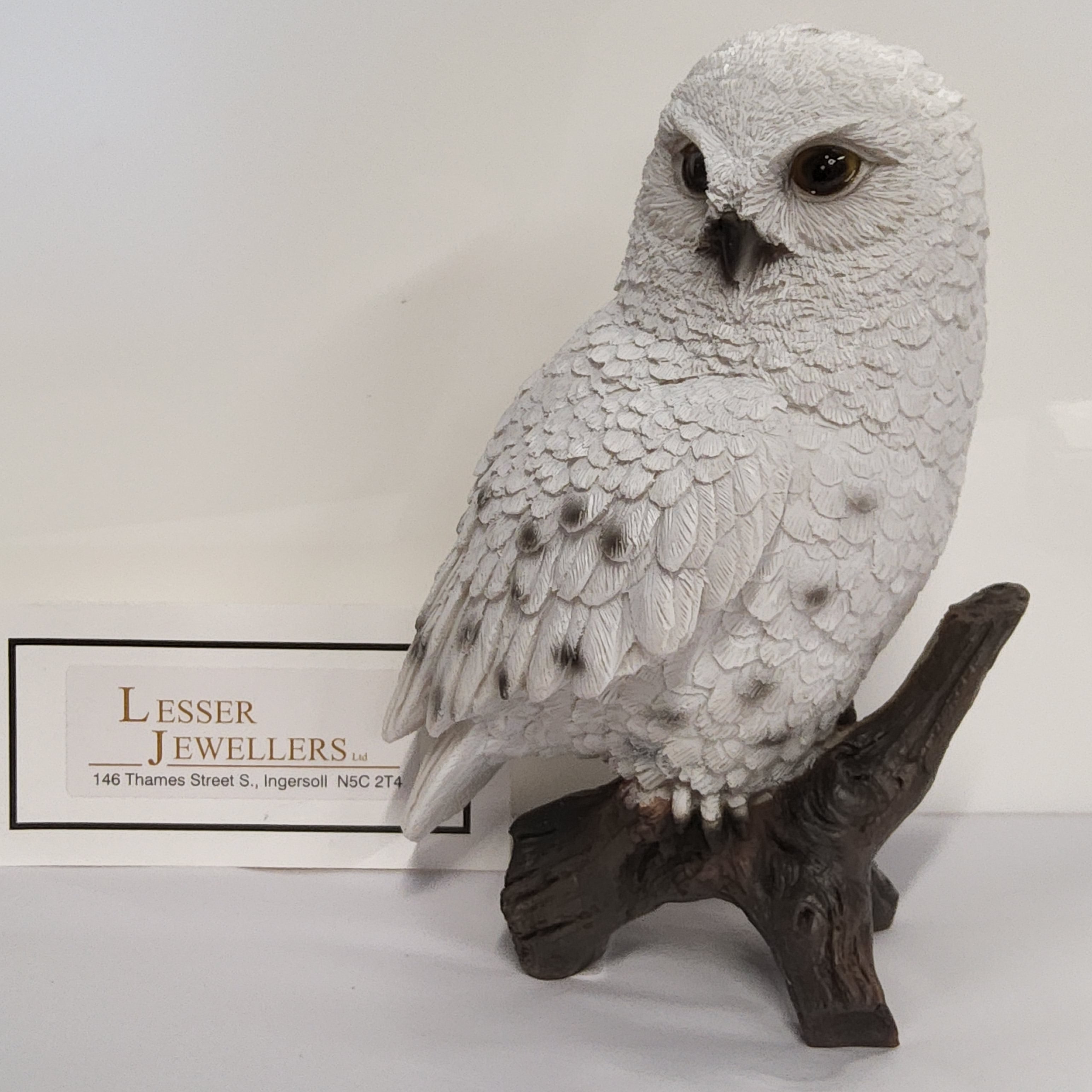 Bird Figurine - Snowy Owl on Branch 87767-C