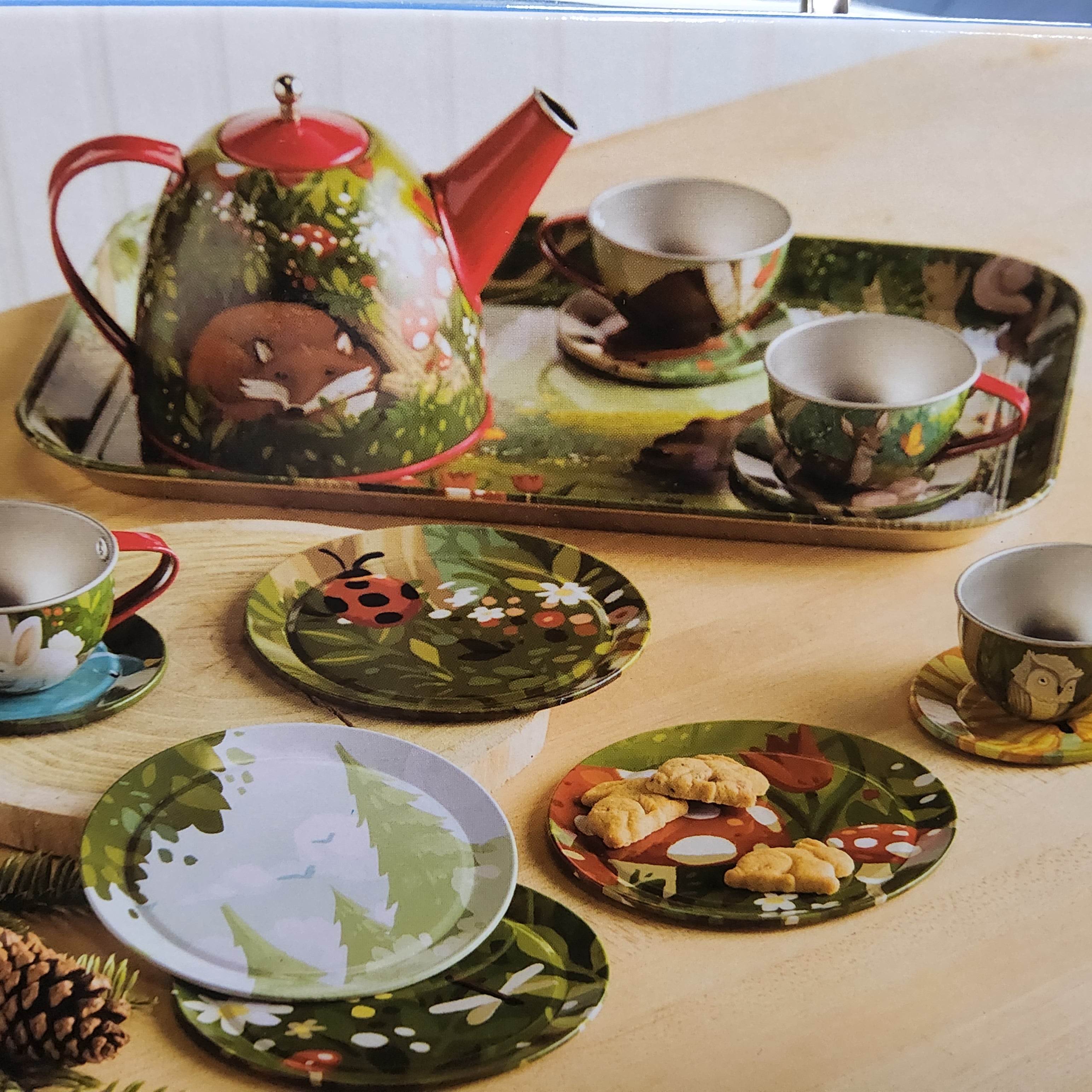 Tin Tea Set - Woodland Design - By Hearthsong - 732370