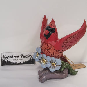 Enesco / Jim Shore Bird Figurine - Cardinal - "Caring Cardinal Forget-Me-Not" 6009698