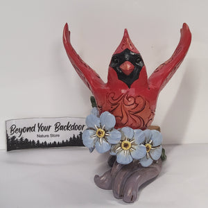 Enesco / Jim Shore Bird Figurine - Cardinal - "Caring Cardinal Forget-Me-Not" 6009698