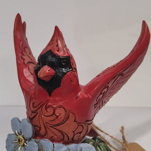 Enesco / Jim Shore Bird Figurine - Cardinal - "Caring Cardinal Forget-Me-Not" 6009698