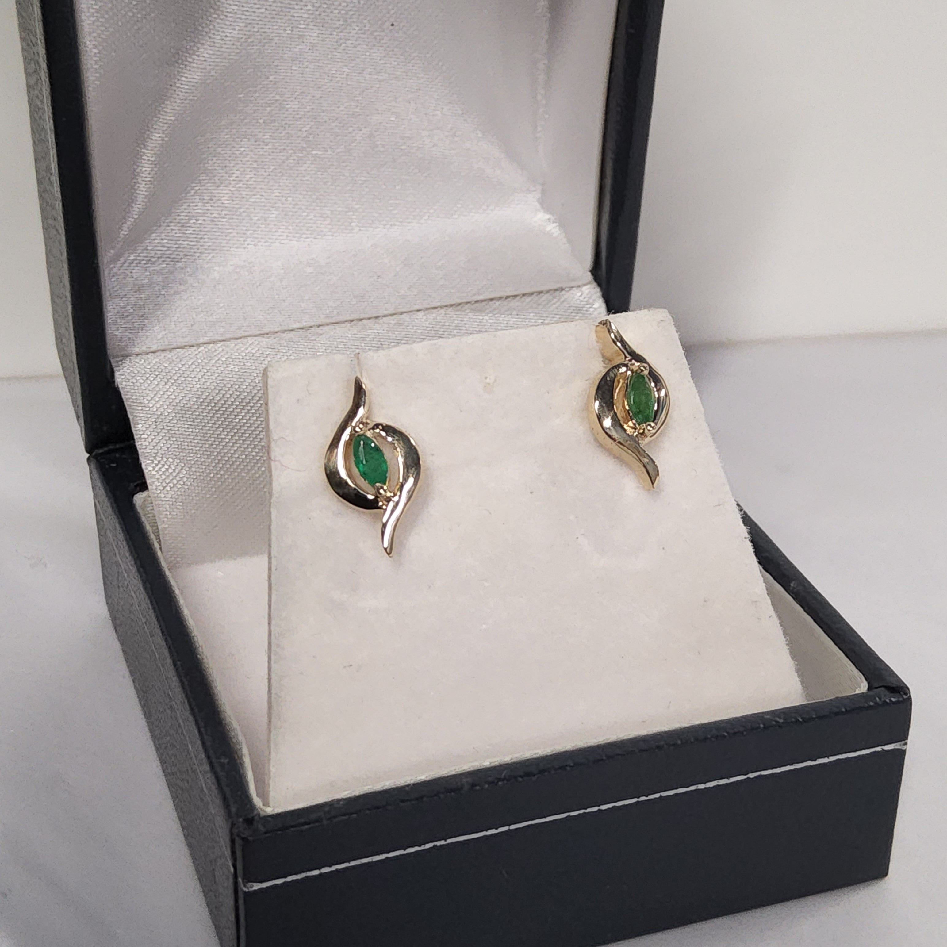 Marquise Cut Emerald Earrings
